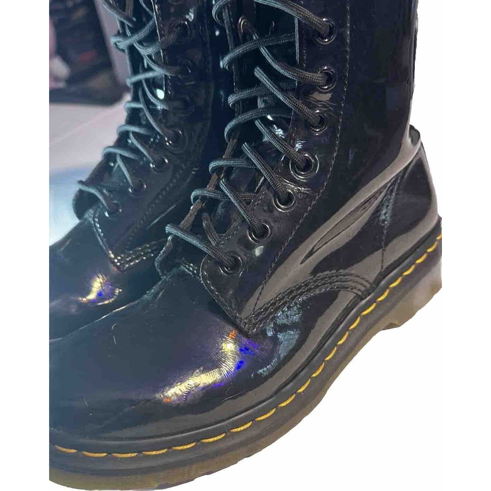 Dr‎ Martens Grunge Y2K Patent Leather Combat Boots US Womens 8 UK 6 EUC - Picture 2 of 9